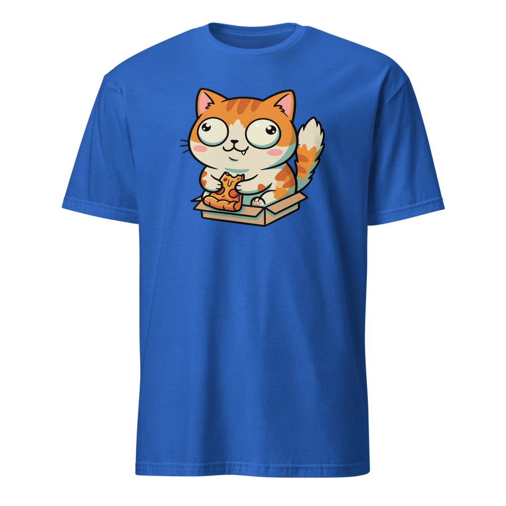 Chibi Pizza Cat Cardboard Box Zoomies Kawaii Tee — royal front view