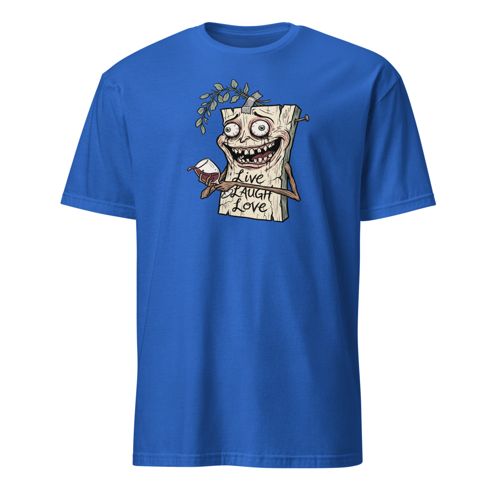 Cursed Farmhouse Plaque Meltdown Parody Tee — royal front view
