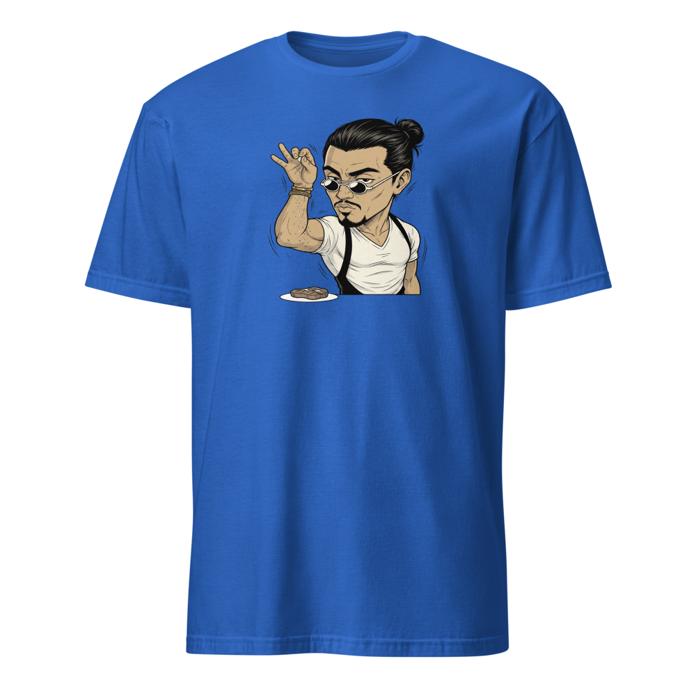 Smug Chef Salt Sprinkle Manga Line Art Meme Tee — royal front view