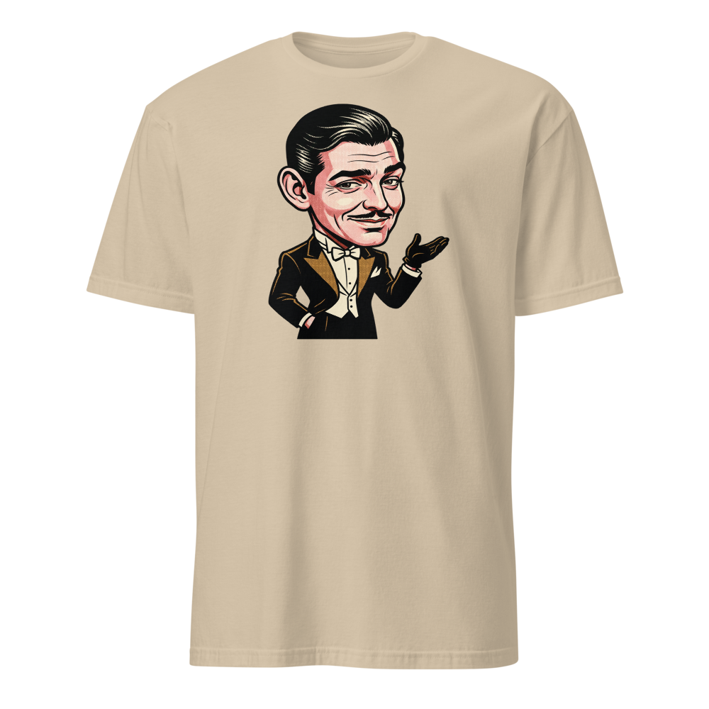 Old Hollywood Smirking Gentleman Pop Art Tee — sand front view