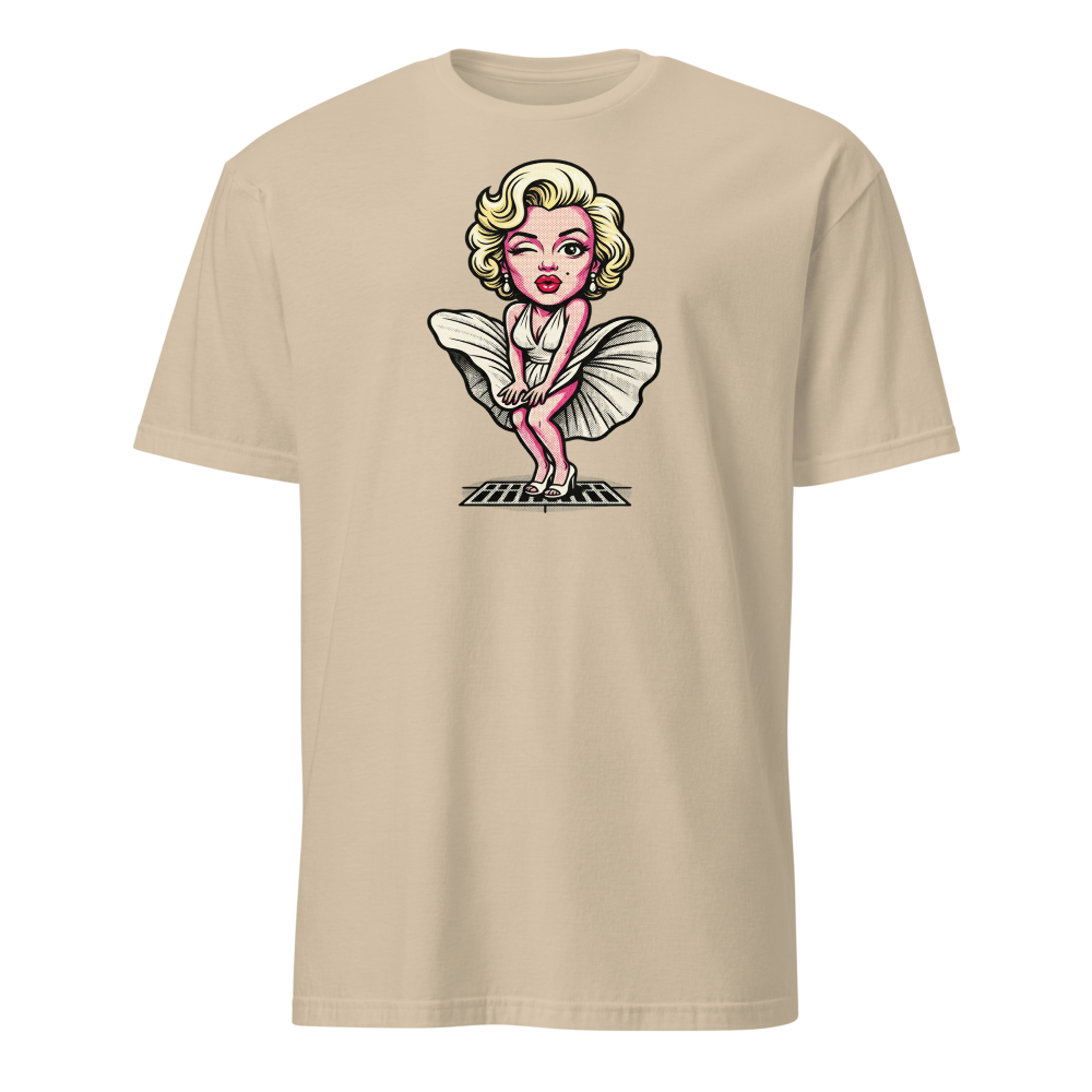 Bombshell Blonde Subway Breeze Pop Art Tee — sand front view