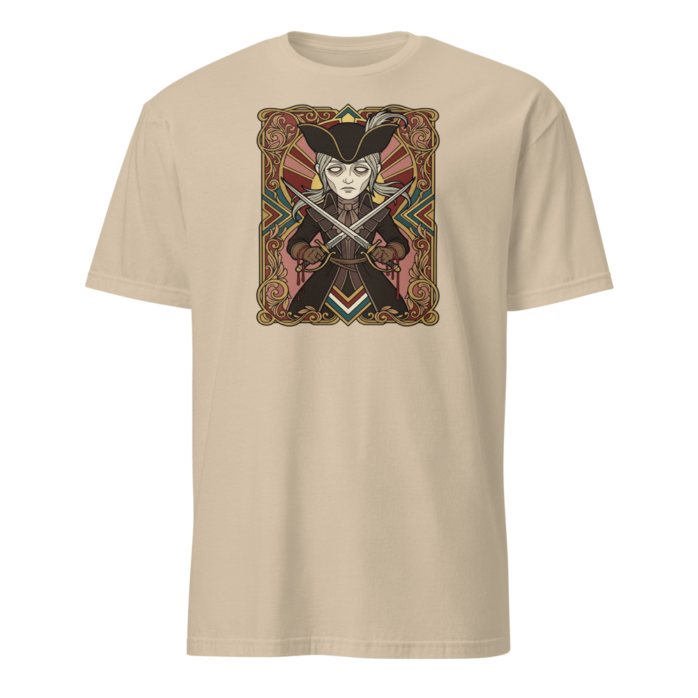 Clocktower Hunter Twin Blades Deco Duel Tee — sand front view