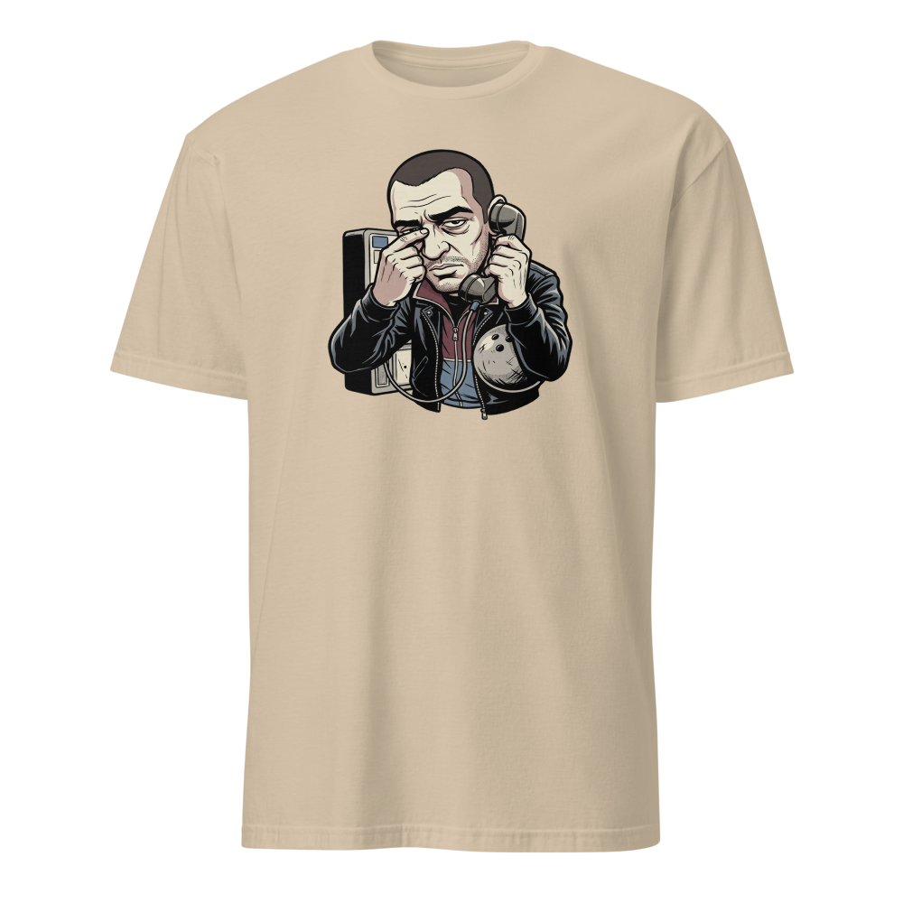 Eastern European Antihero Bowling Payphone Tee — sand front view