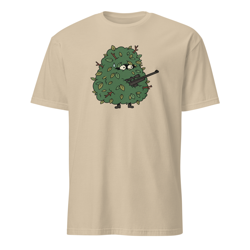 Bush Camper Sniper Battle Royale Gamer Tee — sand front view