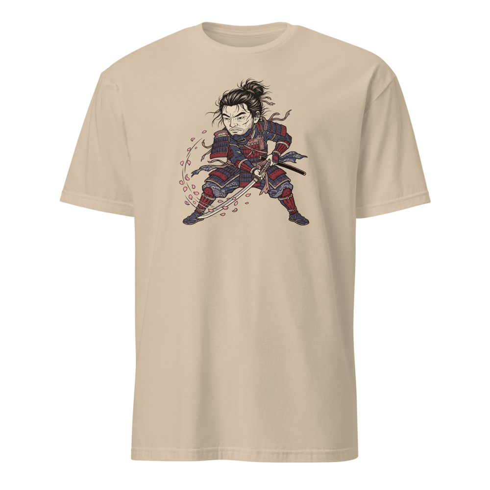 Lone Samurai Ghost Ukiyo-e Woodblock Graphic Tee — sand front view