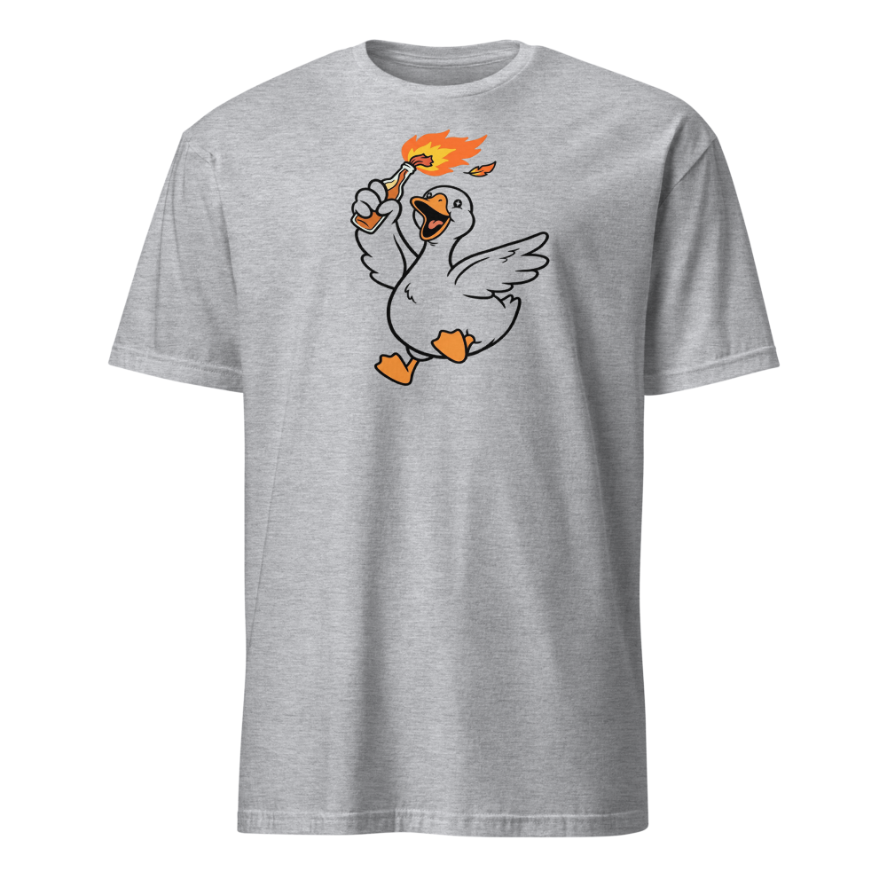 Feral Honking Bird Chaos Riot Graphic Tee — Men's Basic Tee — sport grey front view