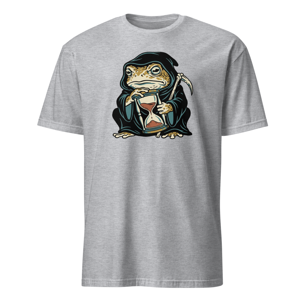Hooded Toad Reaper Hourglass Macabre Tee — Men's Basic Tee — sport grey front view