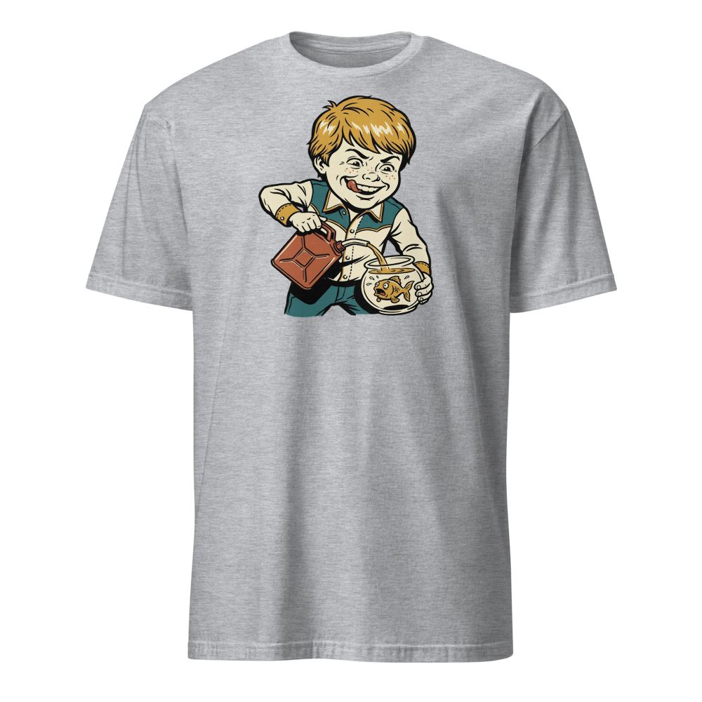Chaotic Kid Vintage Instructional Pamphlet Dark Humor Tee — sport grey front view