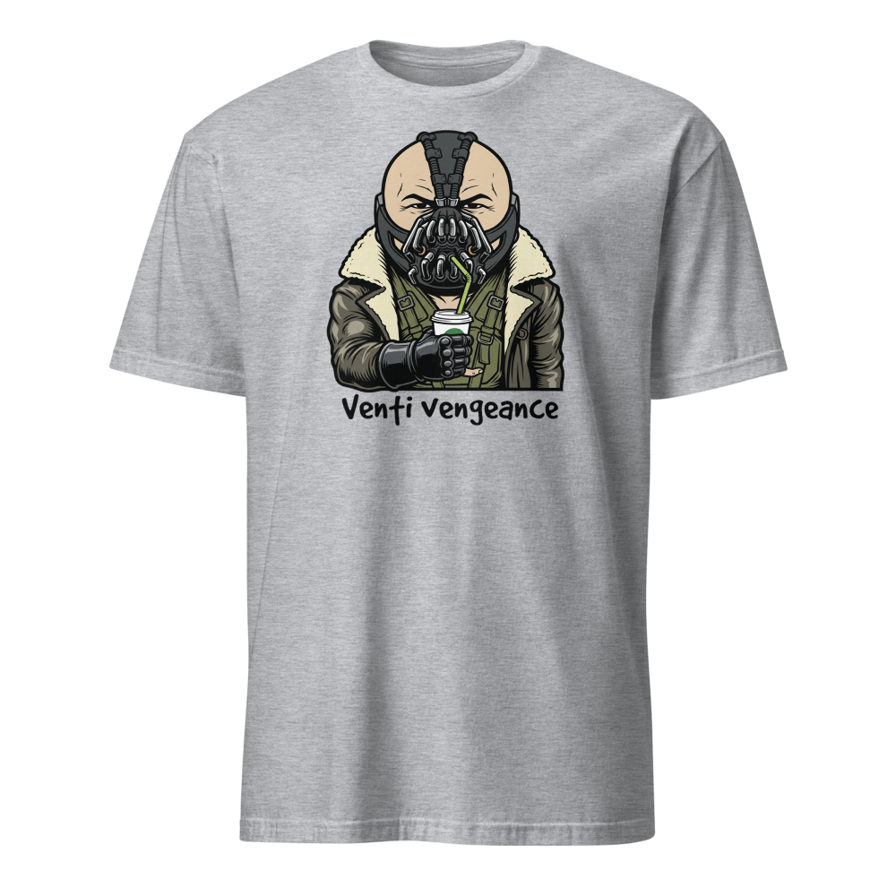 Venti Vengeance Masked Mercenary Latte Tee — Men's Basic Tee — sport grey front view
