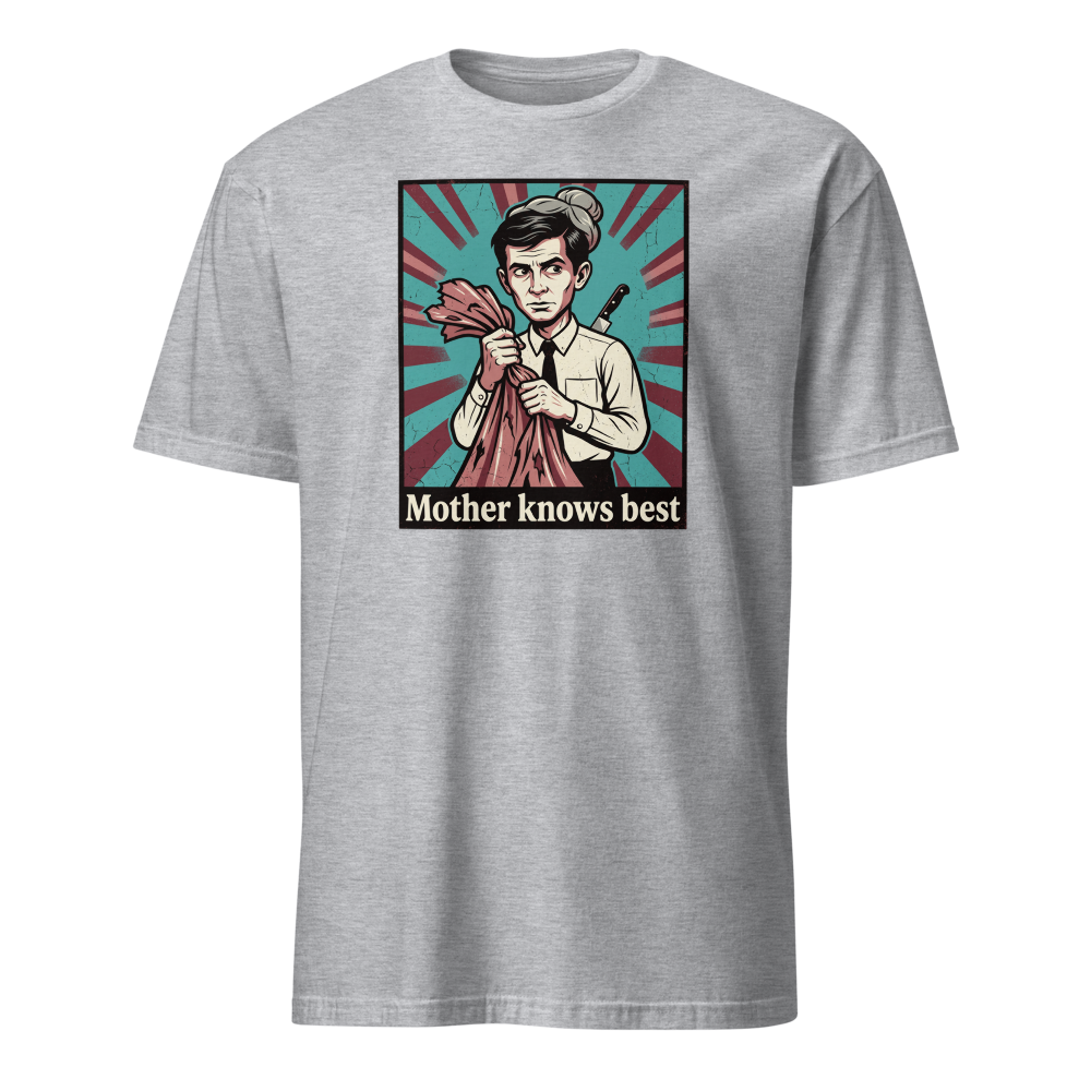 Mother Knows Best Motel Keeper Propaganda Tee — sport grey front view