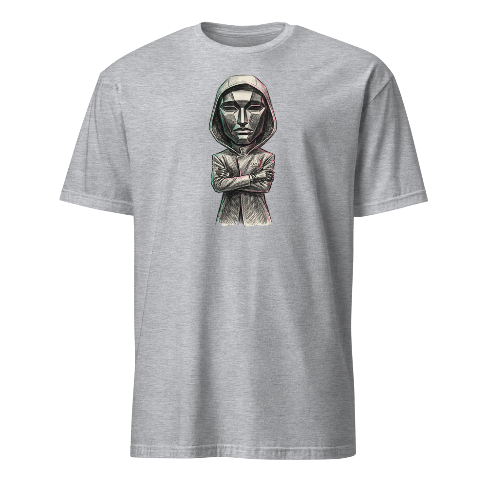 Masked Overseer Hooded Robe Sketch Tee — Men's Basic Tee — sport grey front view