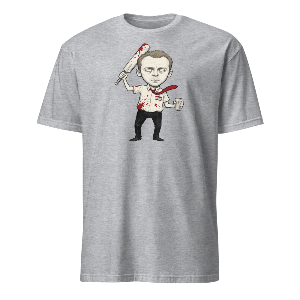 Deadpan Pub Hero Cricket Bat Zombie Sketch Tee — Men's Basic Tee — sport grey front view
