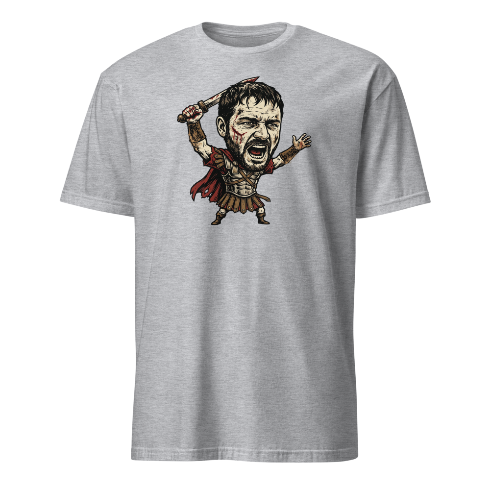 Arena Champion Woodcut Roman Warrior Roar Tee — Men's Basic Tee — sport grey front view