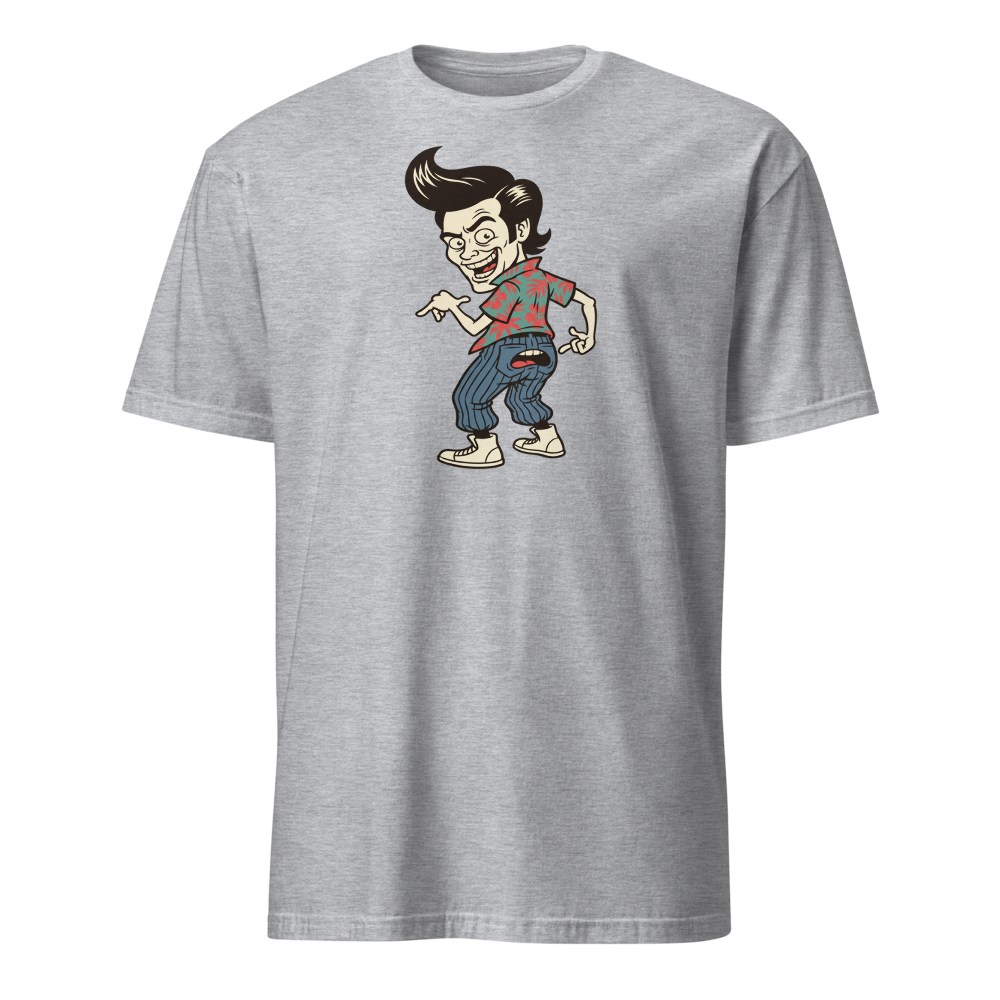 Pet Detective Talking Butt 90s Comedy Parody Tee — Men's Basic Tee — sport grey front view