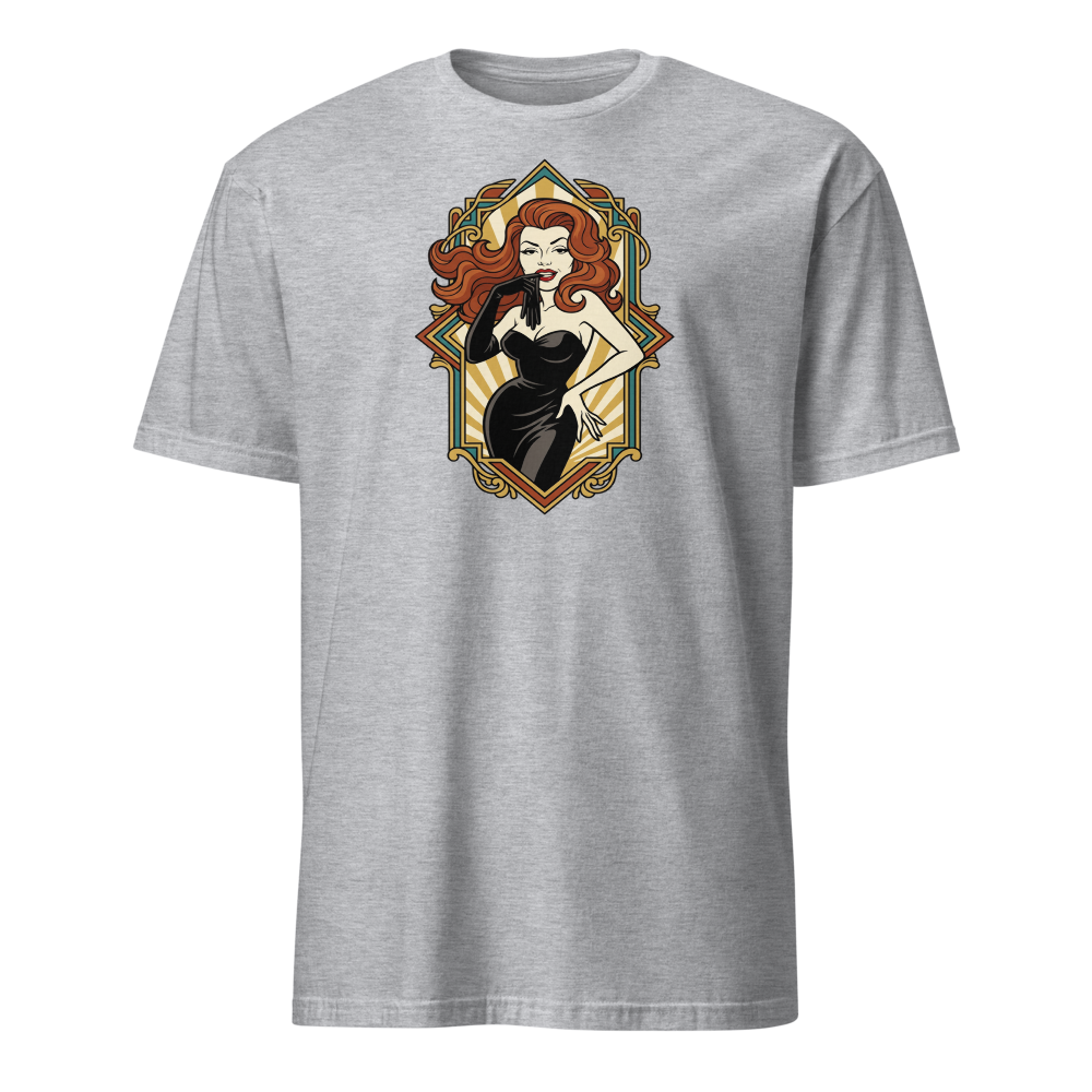 Jazz Age Femme Fatale Glove Peel Deco Tee — sport grey front view