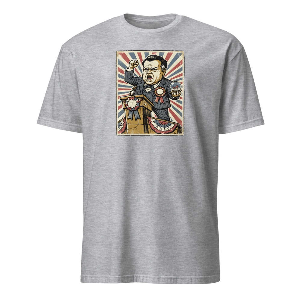 Rosebud Snow Globe Campaign Podium Propaganda Tee — sport grey front view