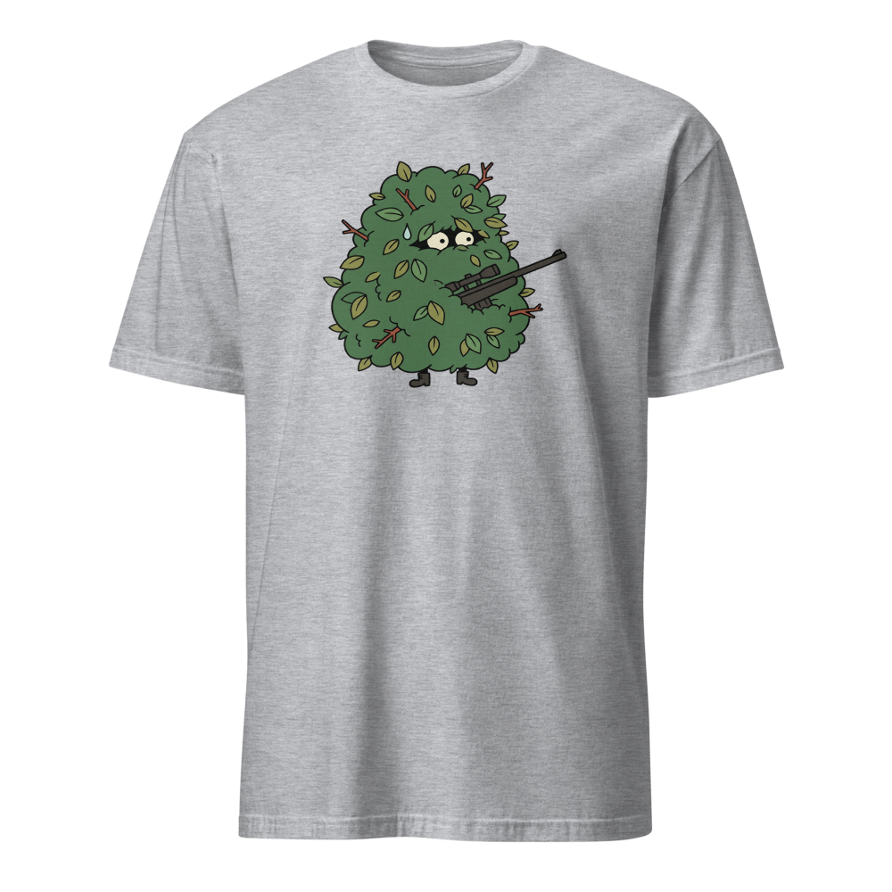 Bush Camper Sniper Battle Royale Gamer Tee — sport grey front view
