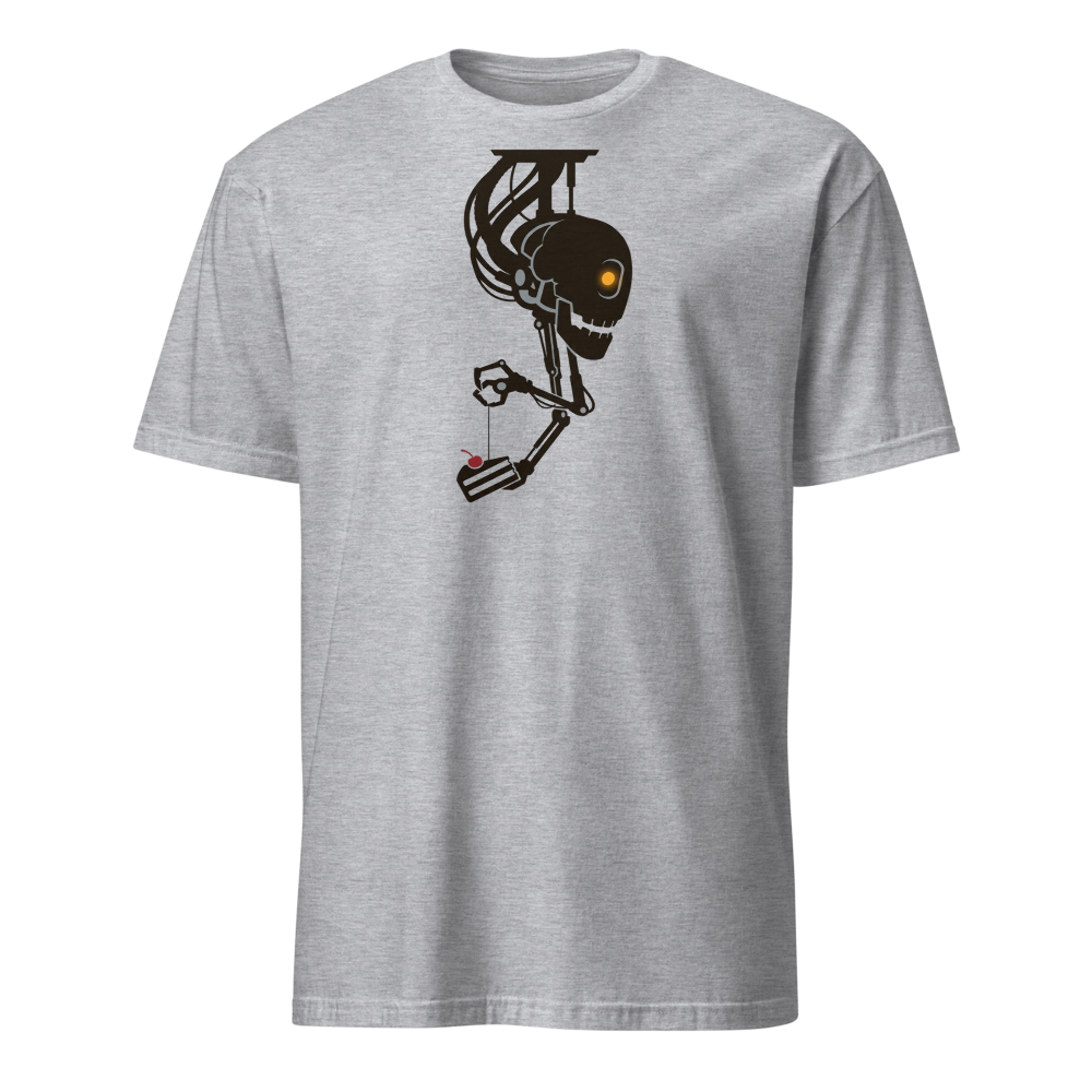 Sarcastic Ceiling AI Dangling Cake Silhouette Tee — sport grey front view
