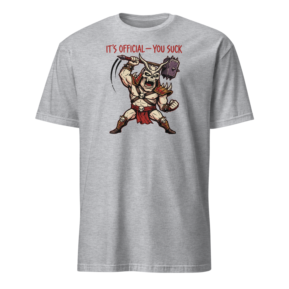 It's Official You Suck Warhammer Emperor Punk Tee — sport grey front view