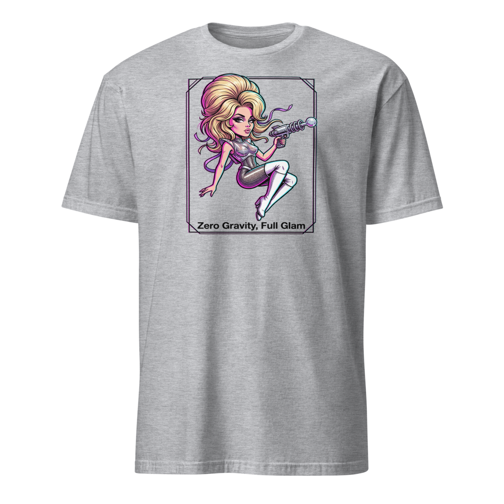 Zero Gravity Full Glam Space Siren Sci-Fi Tee — sport grey front view