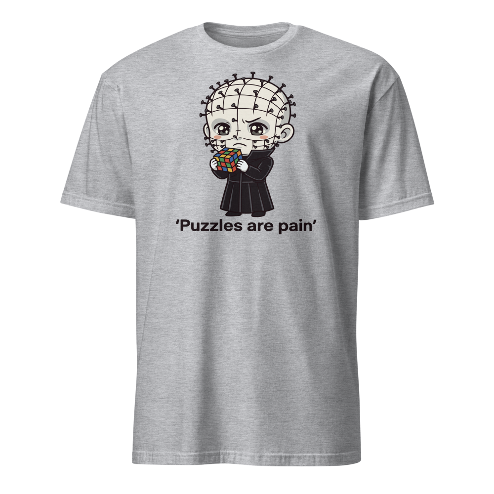Chibi Puzzle Demon Cute Horror Parody Tee — sport grey front view