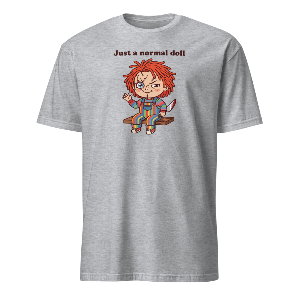 Just A Normal Doll Kawaii Killer Toy Horror Tee — sport grey front view