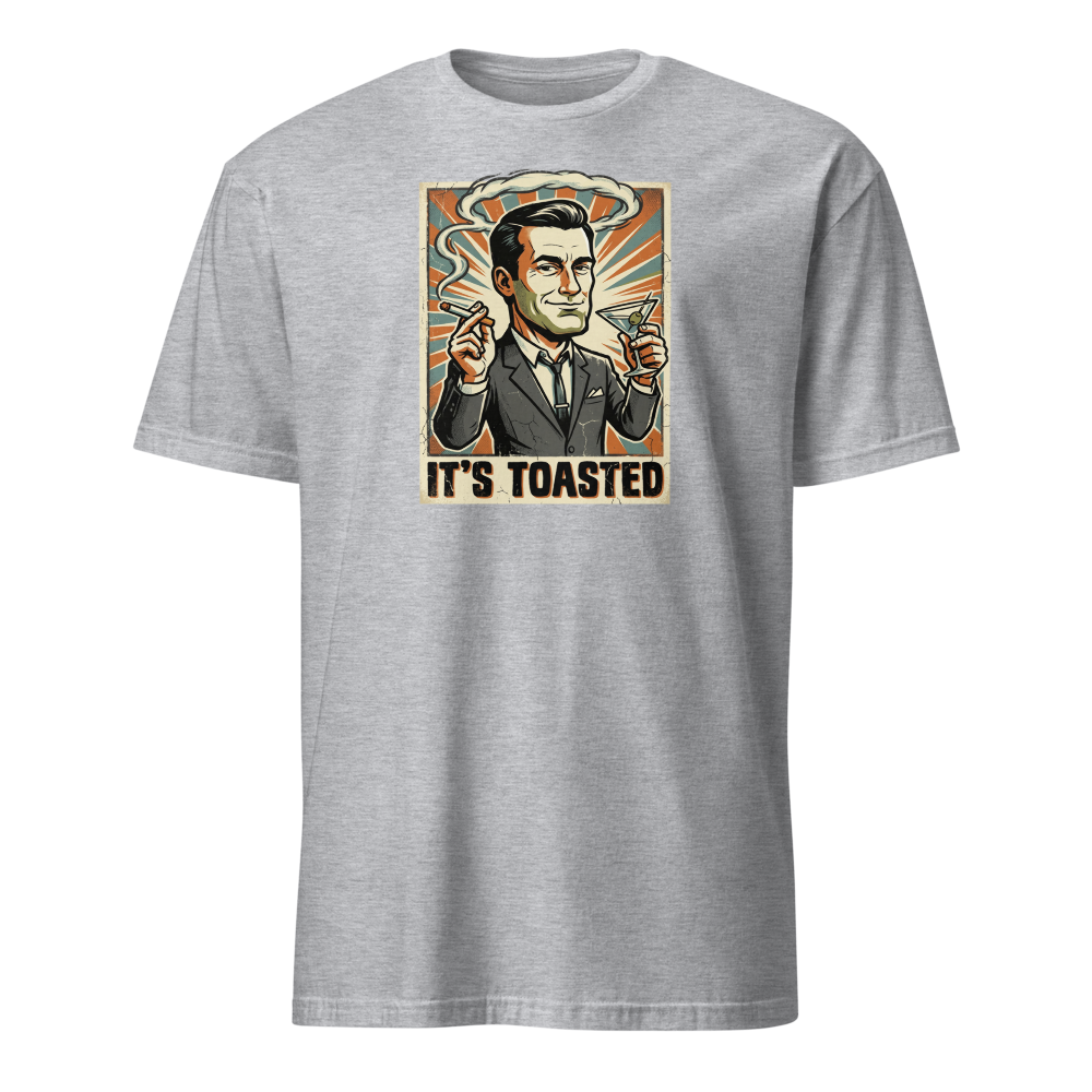 It's Toasted Sixties Ad Man Martini Propaganda Tee — sport grey front view
