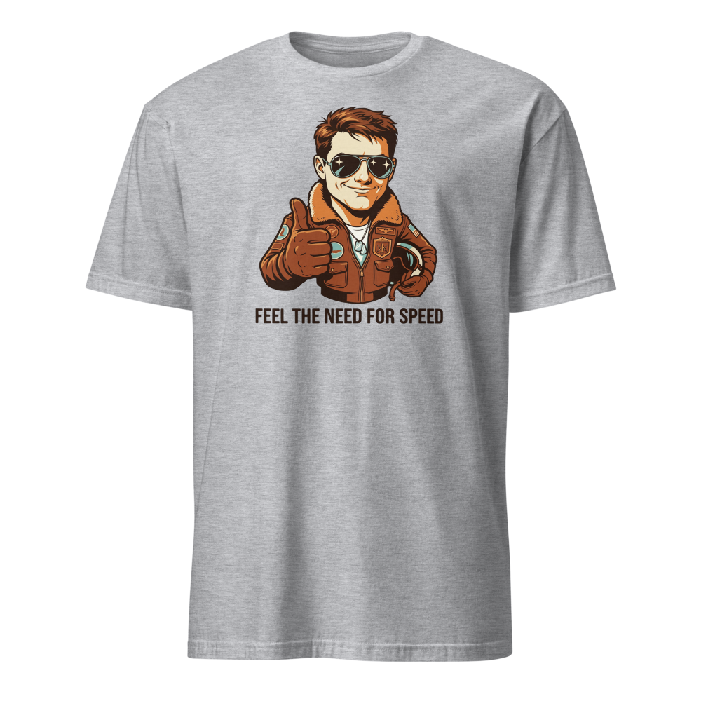 Retro Naval Aviator Need For Speed Travel Poster Tee — sport grey front view