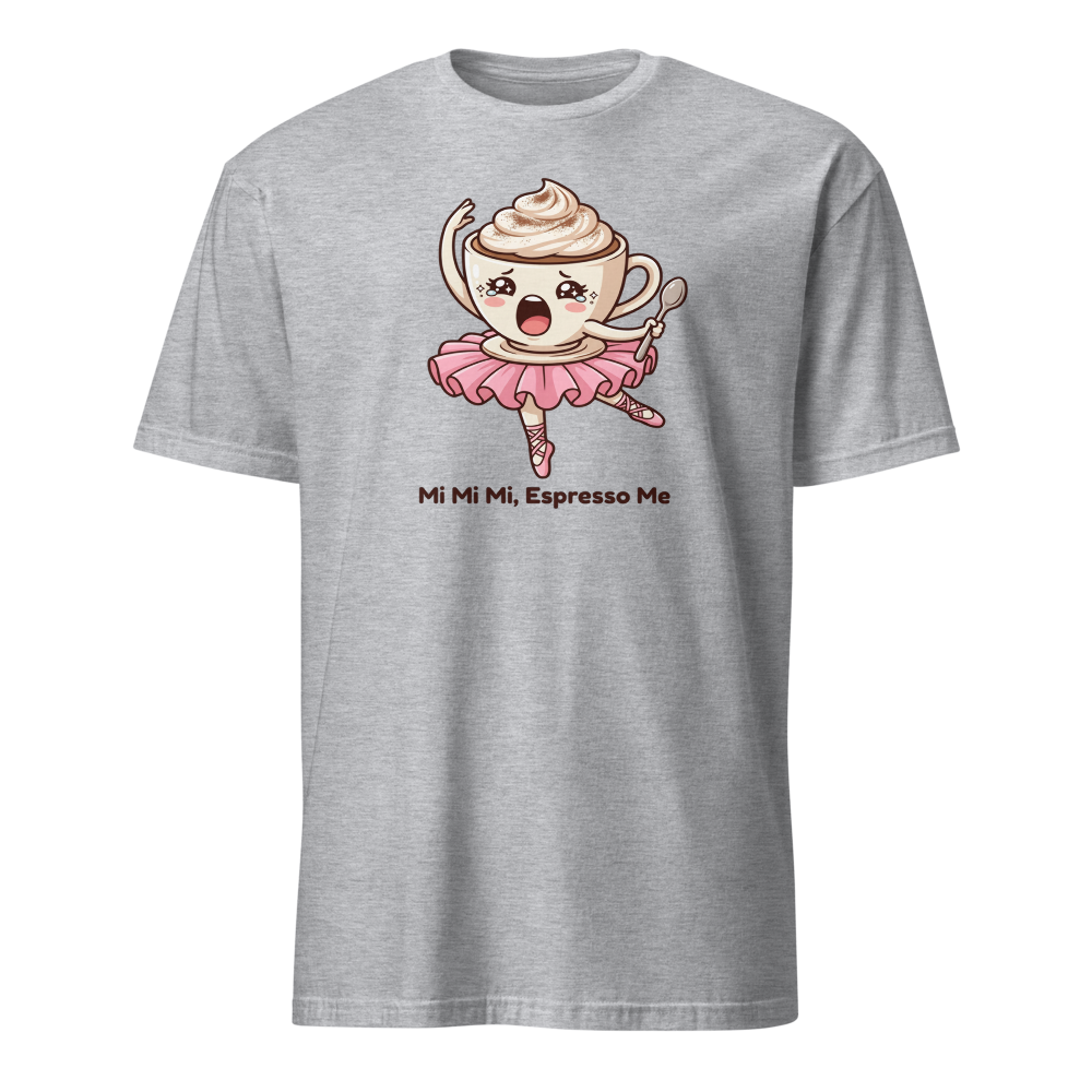 Mi Mi Mi Espresso Me Chibi Coffee Ballerina Tee — sport grey front view