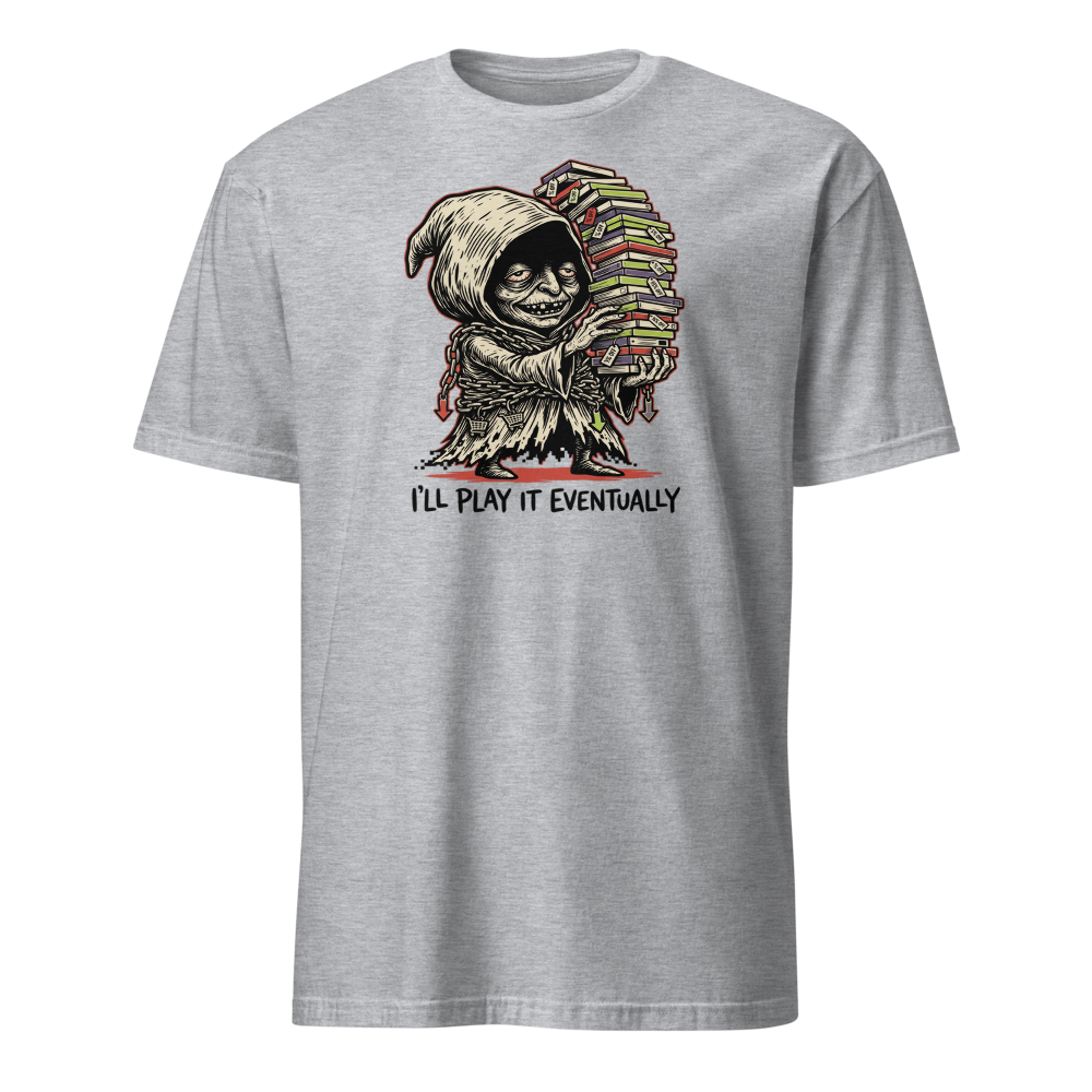 Eternal Sale Backlog Gremlin Linocut Gamer Tee — sport grey front view