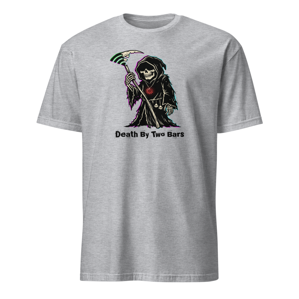 Death By Two Bars Wi-Fi Reaper Punk Gamer Tee — sport grey front view