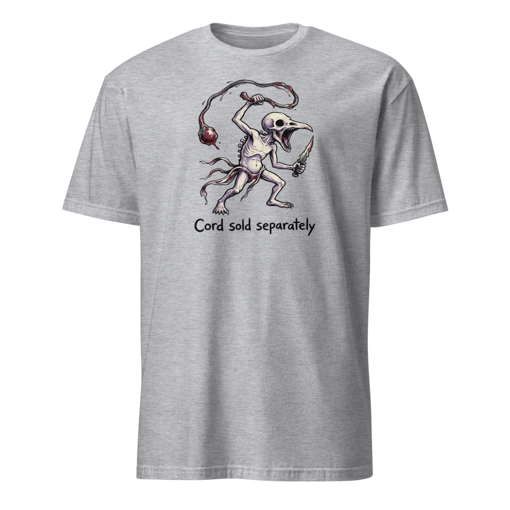 Cord Sold Separately Punk Eldritch Newborn Boss Tee — sport grey front view