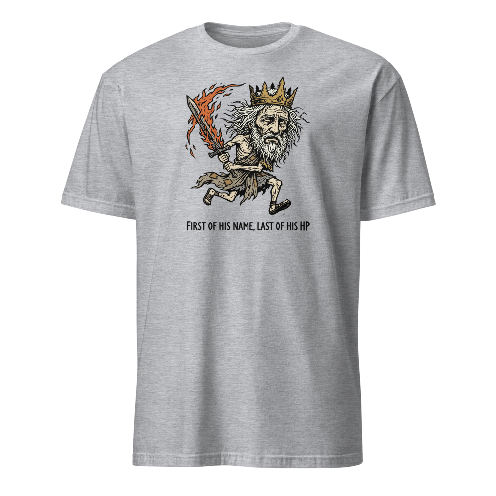 First Of His Name Last Of His HP Boss Tee — sport grey front view
