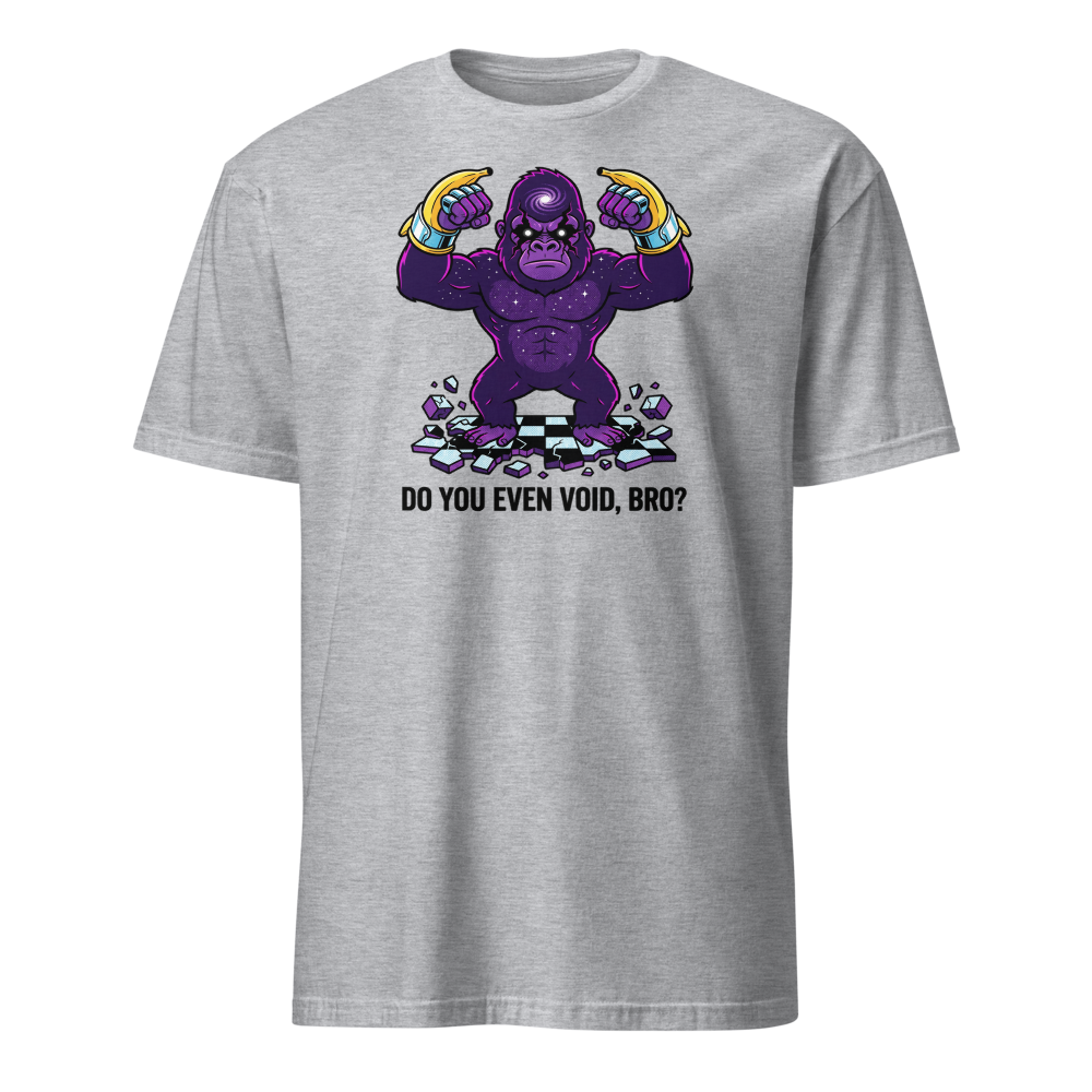 Cosmic Gorilla Boss Halftone Pop Art Tee — sport grey front view