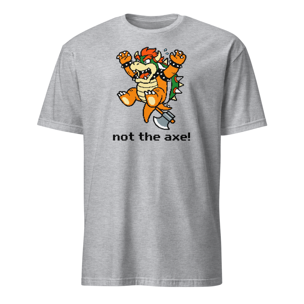 Not The Axe Pixel Boss Retro Gamer Tee — sport grey front view