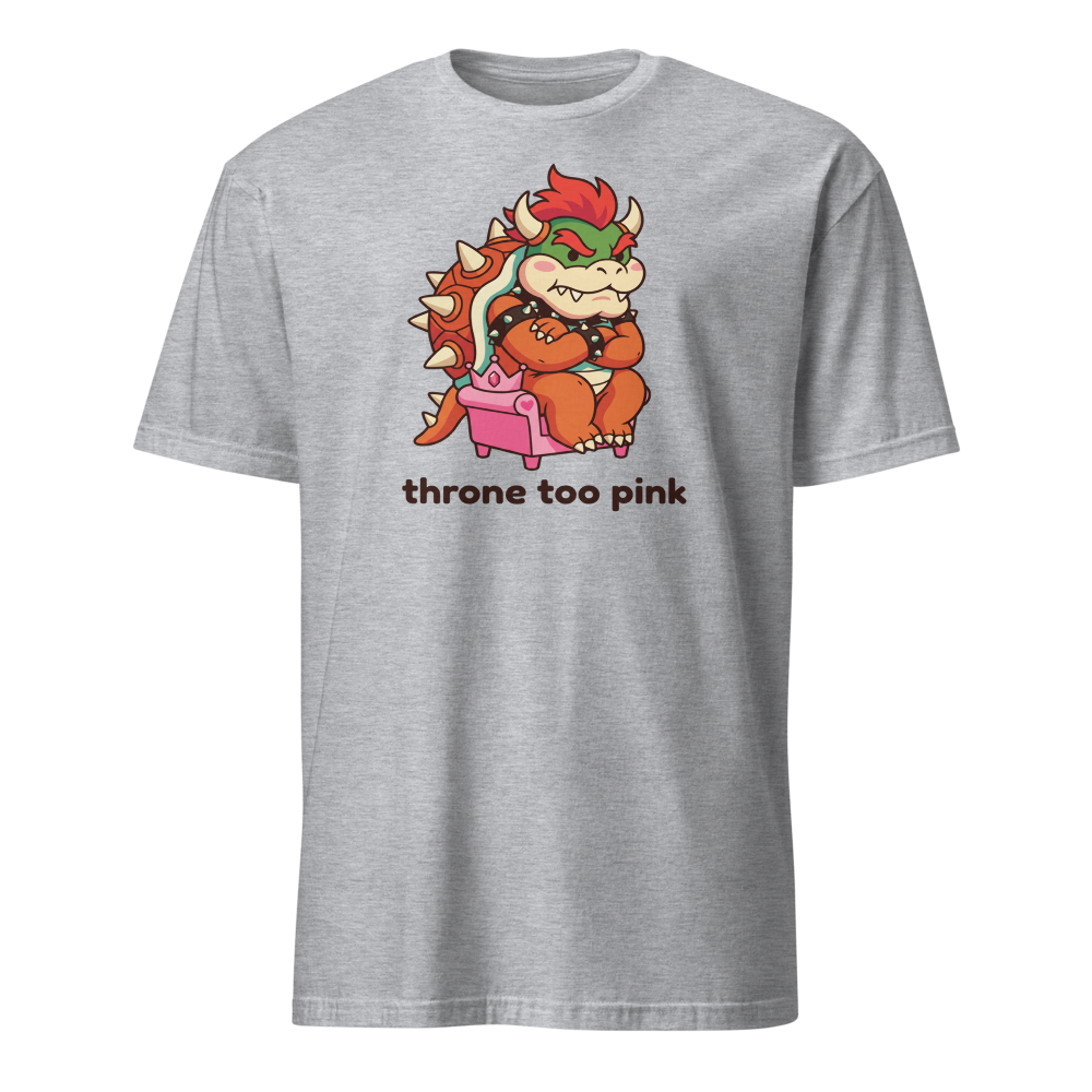 Grumpy Koopa King Tiny Pink Throne Chibi Tee — sport grey front view