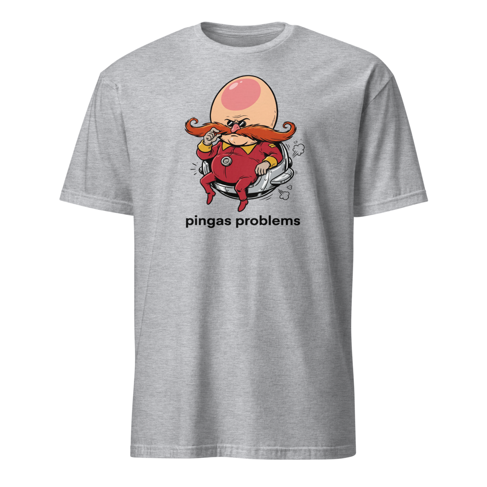Egg-Shaped Villain Hover Pod Problems Tee — sport grey front view