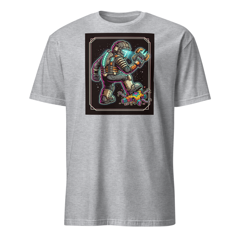Haunted Space Engineer Piñata Stomp Neon Noir Tee — sport grey front view