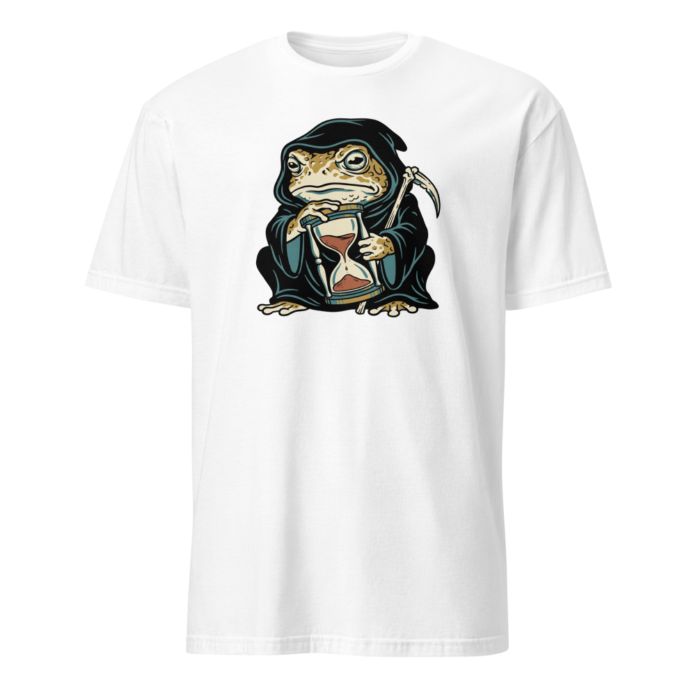 Hooded Toad Reaper Hourglass Macabre Tee — Men's Basic Tee — white front view