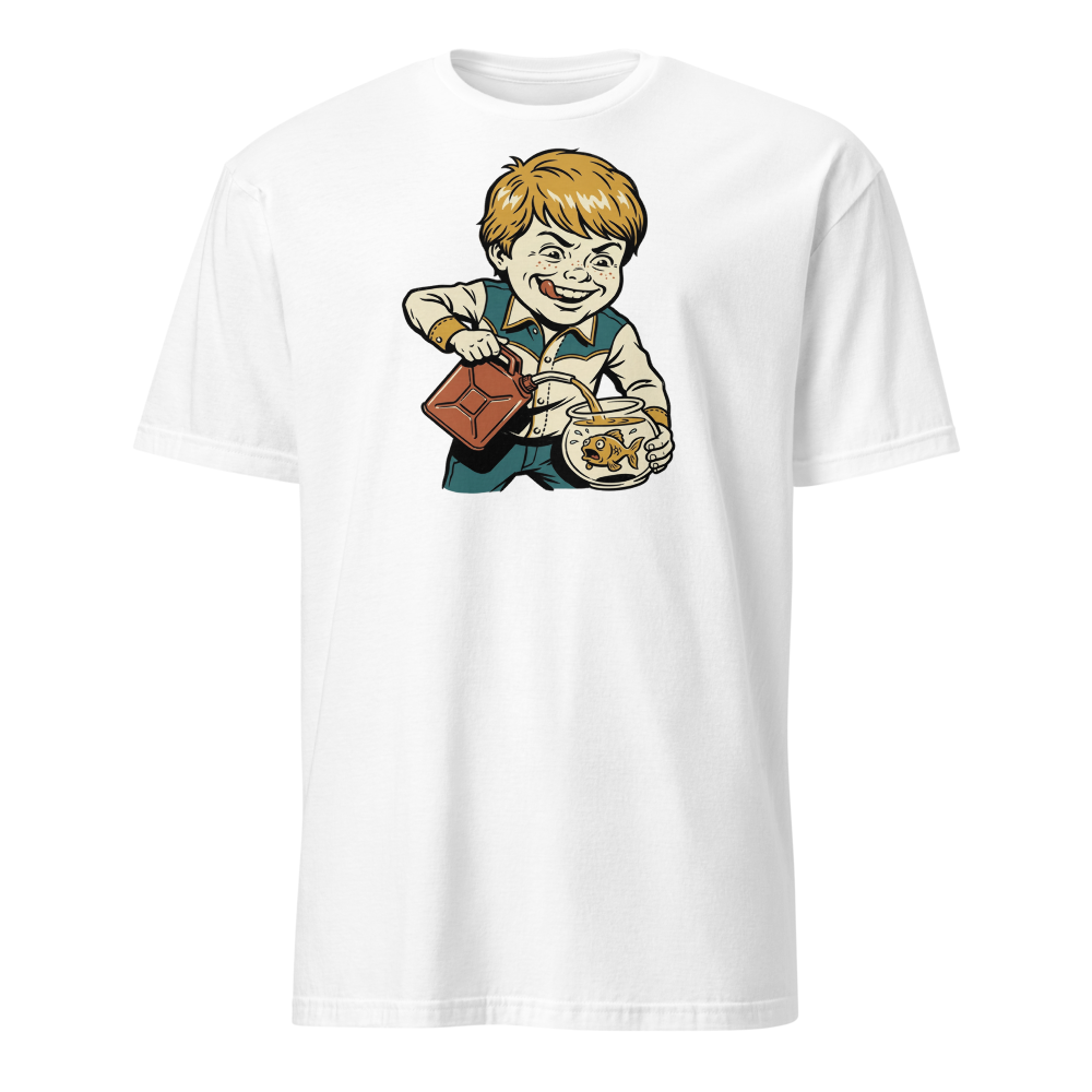 Chaotic Kid Vintage Instructional Pamphlet Dark Humor Tee — white front view