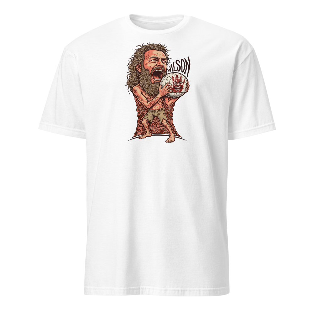 Stranded Castaway Volleyball Scream Gig Poster Tee — Men's Basic Tee — white front view