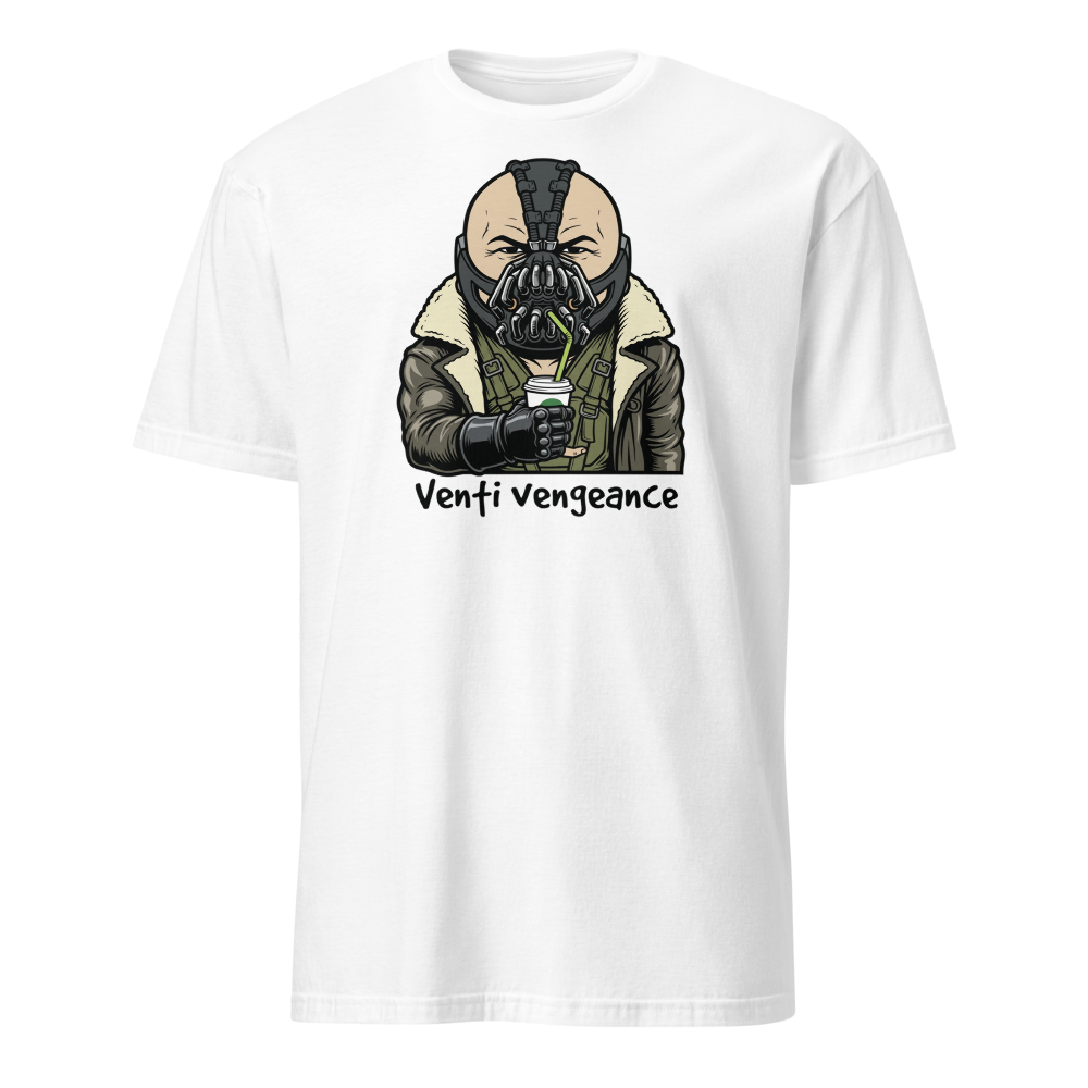 Venti Vengeance Masked Mercenary Latte Tee — Men's Basic Tee — white front view