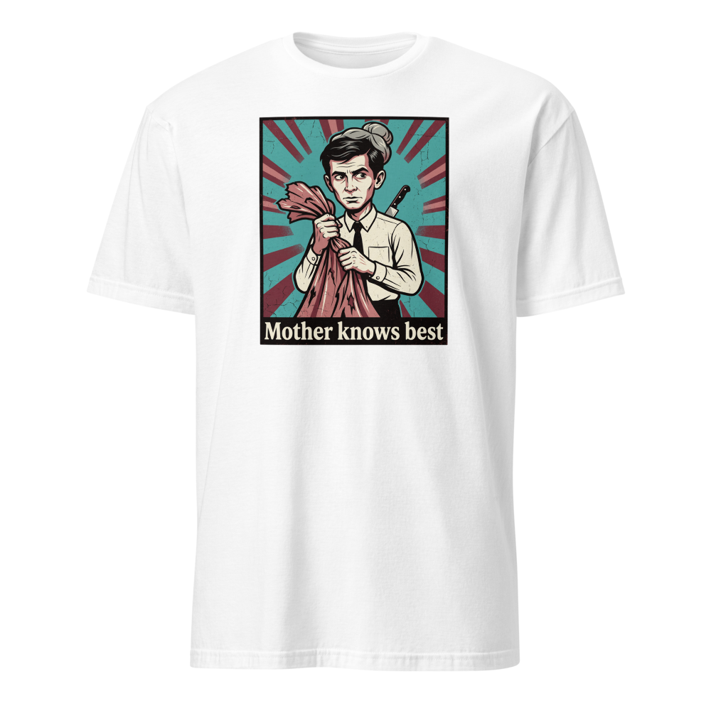 Mother Knows Best Motel Keeper Propaganda Tee — white front view