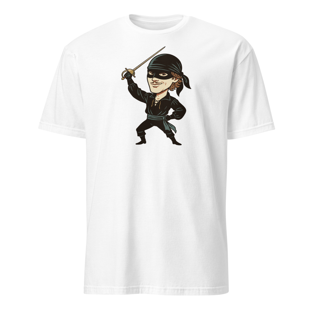 Masked Swashbuckler Vintage Pirate Poster Tee — Men's Basic Tee — white front view