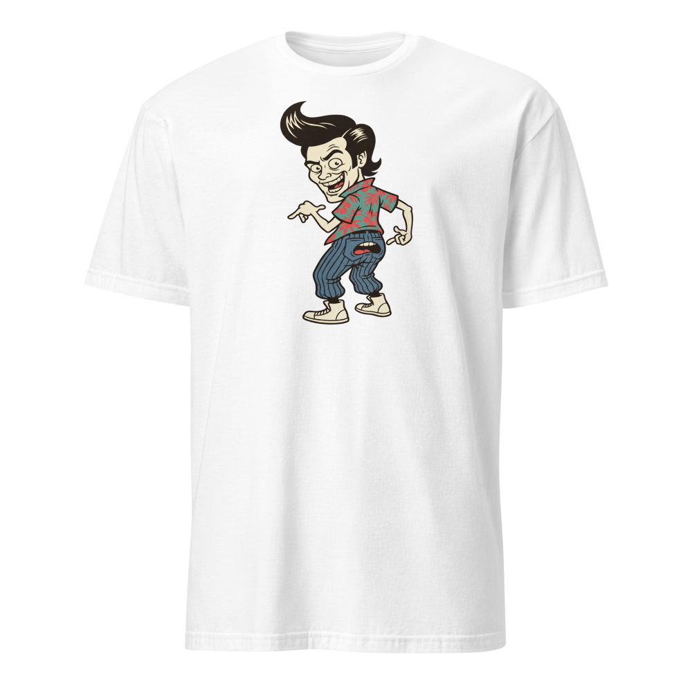 Pet Detective Talking Butt 90s Comedy Parody Tee — Men's Basic Tee — white front view