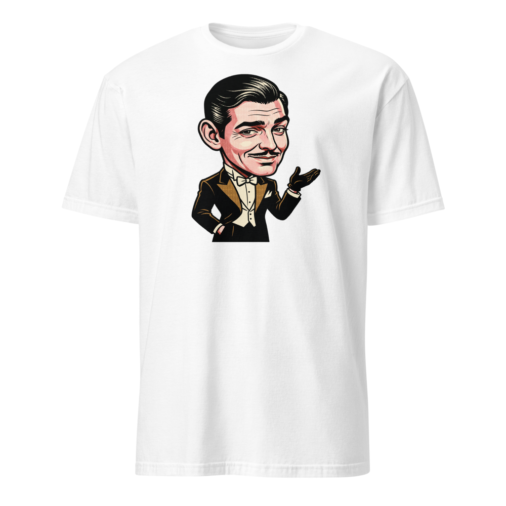 Old Hollywood Smirking Gentleman Pop Art Tee — white front view
