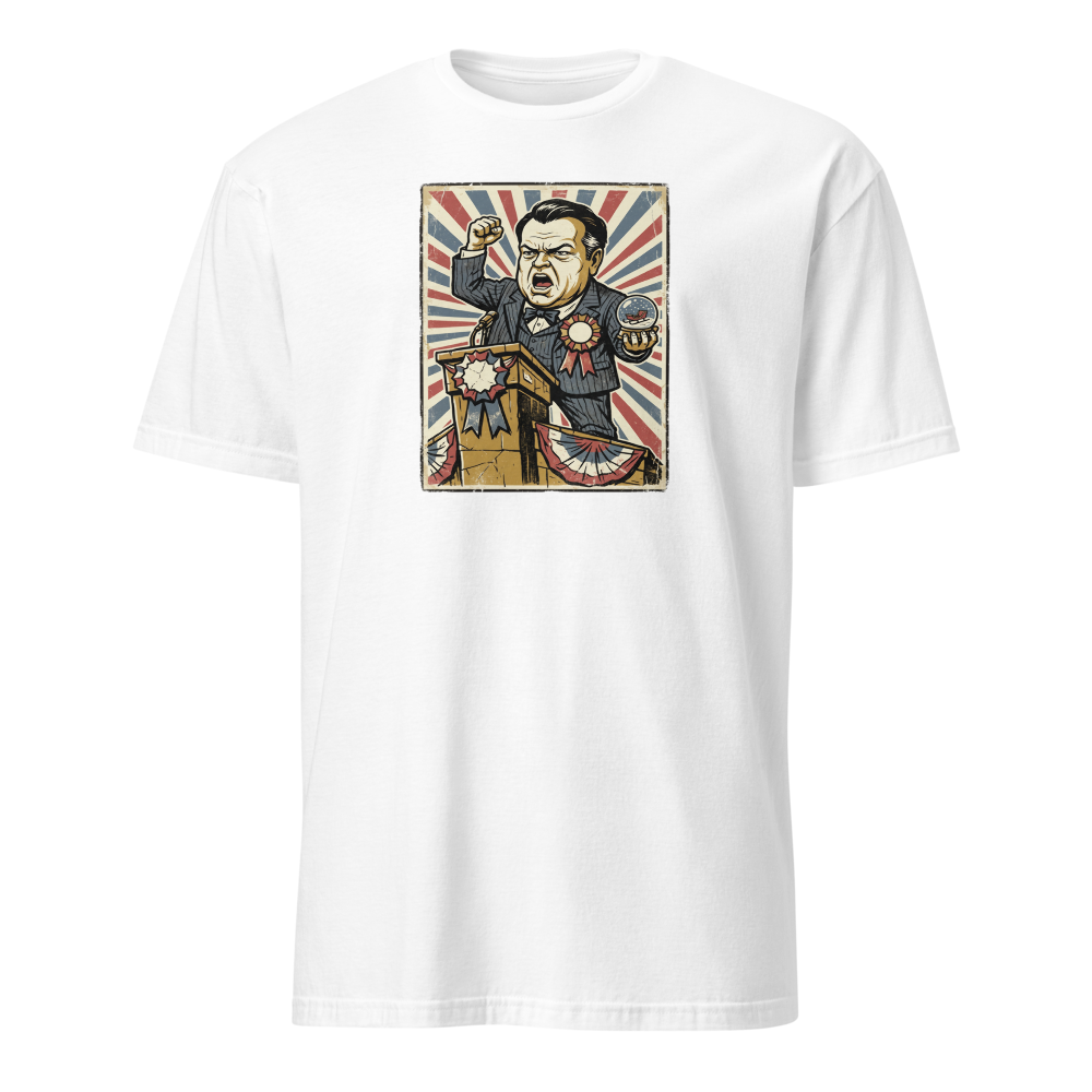 Rosebud Snow Globe Campaign Podium Propaganda Tee — white front view