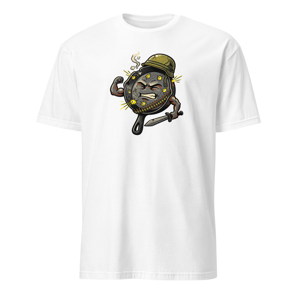 Heroic Skillet Battle Royale Halftone Pop Art Tee — white front view
