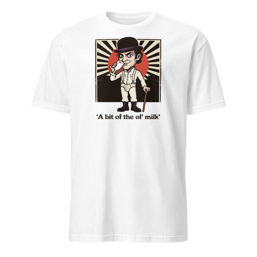 Milk Bar Droog Propaganda Screenprint Tee — white front view
