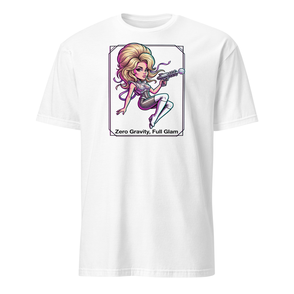 Zero Gravity Full Glam Space Siren Sci-Fi Tee — white front view